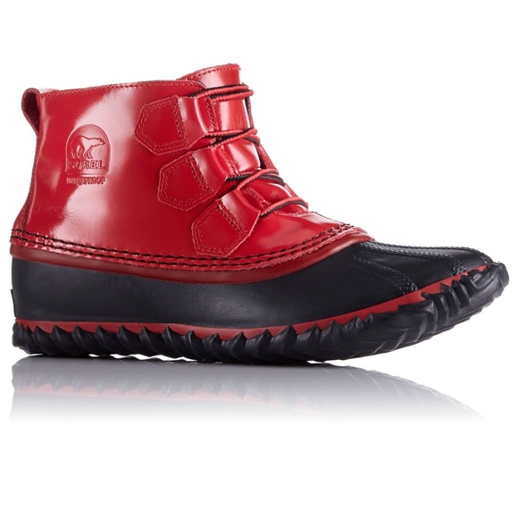 Sorel Shoes - Sorel Out n About Rain Boot Patent Red Black